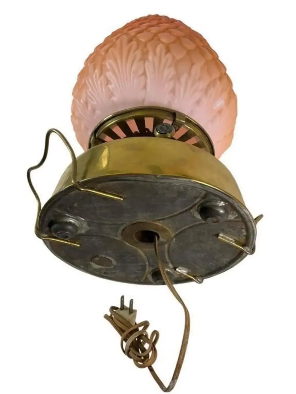 Vintage Pink Satin Glass Hobnail Boudoir Lamp Cottagecore Electric Accent Light